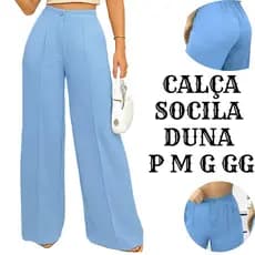 Calça Pantalona Feminina Calça Elegante Leg Cintura Alta Calça Pantalona Tecido Duna Moda 2025