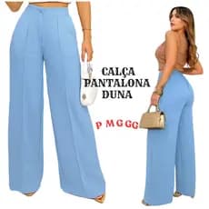 Calça Pantalona Feminina Social Casual Lisa com elastico na cintura cintura alta