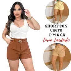 Short Feminino Cintura Alta Alfaiataria | Com Cinto Ajustável e Bolsos Look Fashion Casual Chic