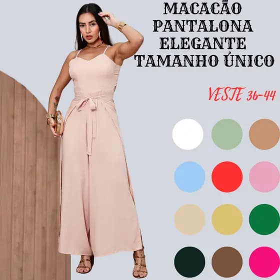 Macacão Feminino Longo Pantalona Moda Feminina Elegante Forrado Duna