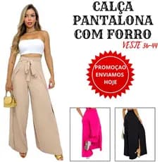 Calça Pantalona Envelope Feminina com Amarração Ajustável e Fenda Super Estilosa