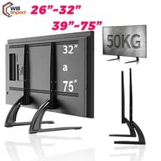 Suporte De Mesa Para Tv Base 26'' A 75'' Lcd Led oled qled Universal Samsung LG 42 43 48 50 55 58 60 65 70 75 Polegadas