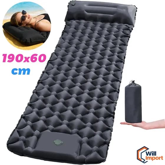 Colchão Inflável Camping 190cm Com Travesseiro Almofada De Viagem,Bomba Embutida