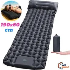Colchão Inflável Camping 190cm Com Travesseiro Almofada De Viagem,Bomba Embutida