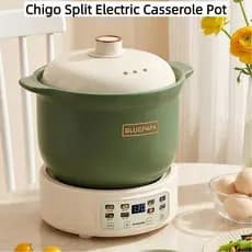 Chigo Split caçarola elétrica panela de guisado doméstico sopa guisado mingau pote cerâmica multifuncional mingau panela