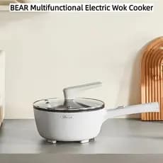 Urso multifuncional wok elétrico wok 2.5L panela quente elétrica doméstica panela antiaderente wok pequena panela elétri