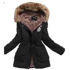 Casaco De Inverno Feminino Com Capuz , Parka Grosso E Quente , Longo Acolchoado De Algodão .
