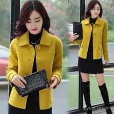 Pequena jaqueta de lã feminina estilo curto 2023 versão coreana Casual elegante jaqueta curta feminina capa de lã elegan