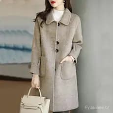 2022 outono inverno novo estilo casaco de lã feminino solto moda engrossado versão coreana magro-ajuste elegante comprim