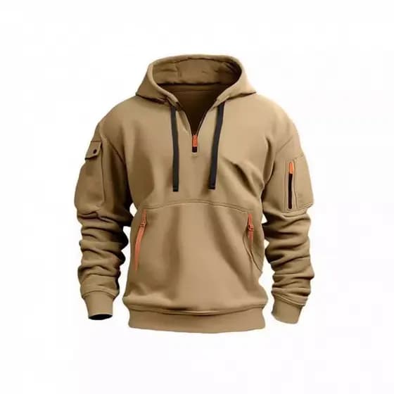 2024 Cross-Border outono inverno masculino esportes Casual moletom com capuz pulôver zíper Multi-bolso masculino