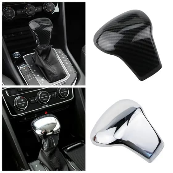 Fibra De Carbono/Cromado Botão De Mudança De Marcha Do Carro Guarnição Adesivo Capa Para Volkswagen VW Tiguan 2017-2019