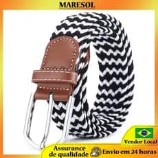 MARESOL Cinto de tecido masculino feminino de lona elástica com fivela de pino elástico Casual cinto combinado