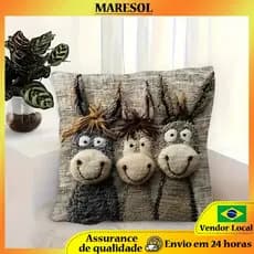 MARESOL Sorriso Bonito Burro Fronha Capa de Almofada de Sofá Macio Curto Fronha de Pelúcia Quarto Capa de Almofada de Ca