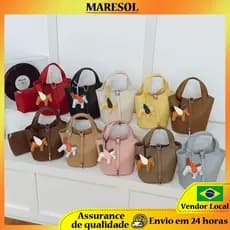 MARESOL Cesta de Vegetais Lichia Bolsa Feminina Balde Simples Bolsa Mensageiro de Ombro Portátil