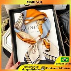 MARESOL simples listrado novo estilo lenço de seda xale pescoço proteção All-Match moda lenço quadrado cachecol decorati