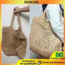 MARESOL Bolsa de tecido de palha de praia de grande capacidade inclui bolsa pequena de ombro