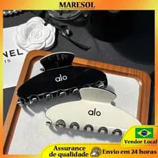 MARESOL Clipe de tubarão de acetato grande simples preto branco grampo de cabelo elegante e elegante