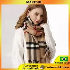 MARESOL Outono Inverno Cachecol Xadrez Feminino Inverno All-Match Babador Quente Xale Xadrez