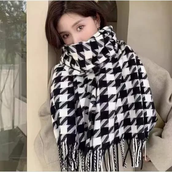 Cachecol Xadrez Feminino Lenço Pashmina Echarpe Masculino Unissex Para Frio Inverno