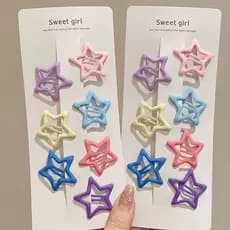Kit 10 Presilhas Estrela Infantil, Grampos para Meninas Y2k Coloridas, Acessório de Cabelo Tic Tac