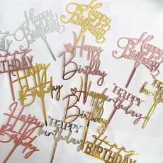 10 Unidades/Pacote 50 Estilos Acrílico ​ Feliz Aniversário Bolo Topper Alfabeto Redondo Formas Quadradas Para Sobremesa