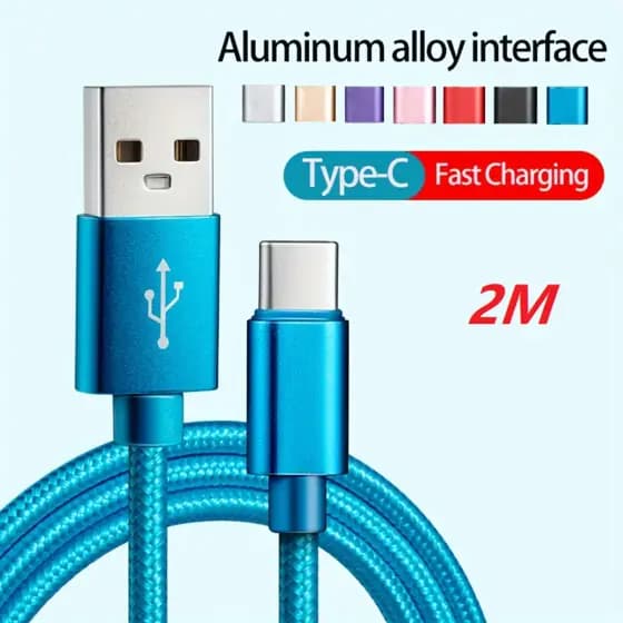 Cabo USB Tipo C De Carregamento Rápido De 2 M De Comprimento Para Samsung , Redmi E OnePlus-Transferência De Dados De Al