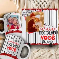 Azulejo Quadro Decorativo e Caneca de Porcelana Personalizado com a foto Dia dos namorados
