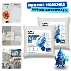 Kit 2 Percarbonato de Sódio 100% Puro Clareador de Roupas, Remove Manchas e Elimina Odores
