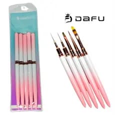 Kit 5 Pincel com Tampa - Alongamento Unhas Gel Fibra Nail Art - Dafu