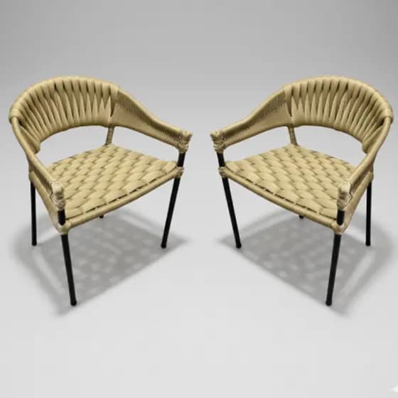 2 Poltronas Tricô Náutico Alumínio Área Edícula Luxo