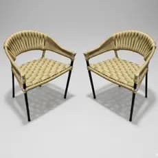 2 Poltronas Tricô Náutico Alumínio Área Edícula Luxo