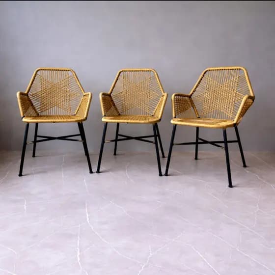 Kit 3 Cadeiras Tropicália Fibra Sintética Para Piscina, Área de Lazer, Varanda e Praia