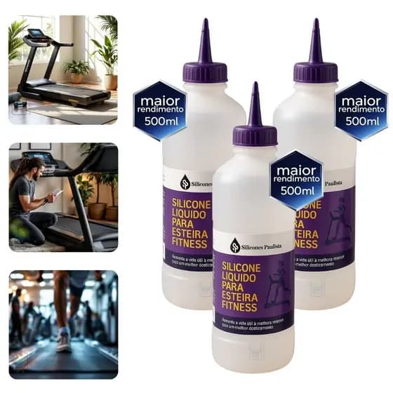 3 Lubrificante Silicone Para Esteira 500ML Com Bico Aplicador | Esteiras e Aparelhos de Academia