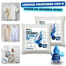 Kit 2 Percarbonato de Sódio 100% Puro Clareador de Roupas, Branqueador e Limpeza Pesada