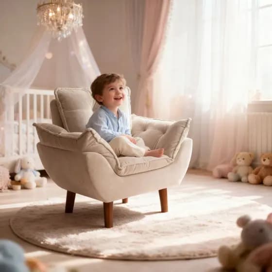 Infantil - Mini Sofá Poltrona Cadeira Ergonômica Segura Confortável Menino Menina Sala Quarto Suede