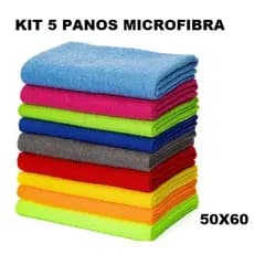 Kit com 5 Panos de Chão Microfibra para Limpeza  50x60 Sem Acabamento
