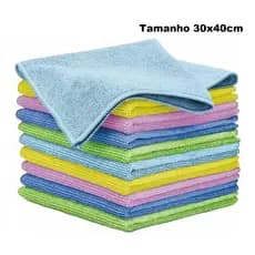Kit 10 Panos de Microfibra para Limpeza Lavagem Geral Alta Absorção Multiuso