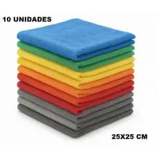 Kit com 10 Panos de Microfibra para Limpeza  25x25 Alta Absorção Multiuso