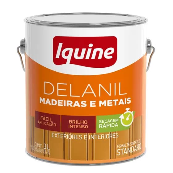 Tinta Esmalte Sintético Delanil 3L Iquine Alto Brilho para Madeira e Metal