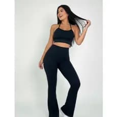Calças Flare Feminina Academia Cós Alto Canelado Anarruga plus size
