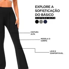 Calça flare bailariina legging feminina suplex cintura alta plus size