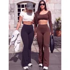 Calça Flare Legging Fitness Feminina Boca de Sino Bailarina Zero Transparência Cós Alto verao plus size