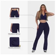 Calça Bailarina Flare elitefashion Feminina Flanelada Peluciada Cintura Alta Térmica Forrada