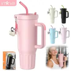 INOVA Copo Térmico Inox Portátil 1200ml/1.2L Garrafa Térmica Inoxidável com Tampa e Canudo garrafa termica garrafa