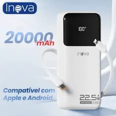 INOVA Carregador Power Bank Portátil Carregador de Bateria Externo Embutido 2 Cabos 20000mAh