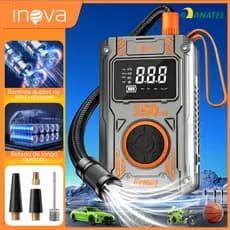 INOVA Bomba de Ar Portatil Compressor Com PowerBank 3kmah Bateria Calibrador de Carro Auto Pneu Bomba de ar para carro