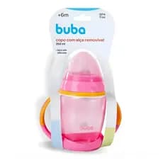 Copo Bebês Buba Bico De Silicone Alça Removível Treinamento Rosa-chiclete Lisa