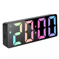 Despertador Digital LED RGB Inteligente com Temperatura Data e Luz Colorida USB Mesa Quarto