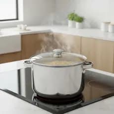 Panela Caçarola Caldeirão Inox Grande 6,5 L Com Tampa Vidro