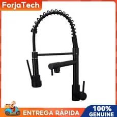 【ForjaTech】360° Torneira Cozinha Gourmet Misturador Ducha Duo Spray Preto Torneiras Extraíveis Premium